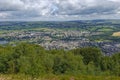 The View overlooking Otley Town in West Yorkshire seen from the wooded Chevin ridge