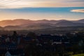 A view overlooking Penrith towards the English Lake District mountains on a hazy winters day Royalty Free Stock Photo