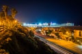 View of Pacific Coast Highway at night, from Palisades Park Royalty Free Stock Photo