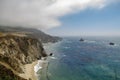 View from the Pacific Coast Highway No. 1 on the ocean in California Royalty Free Stock Photo