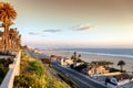 View of Santa Monica beach in California and Pacific Coast highway. Royalty Free Stock Photo