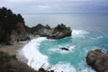 View of the Pacific coast with little waterfall and ocean in Big Sur region. California,US Royalty Free Stock Photo