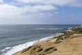 View of Pacific Ocean with beach and cliff. Torrey Pines State Natural Reserve and State Park La Jolla San Diego California Royalty Free Stock Photo