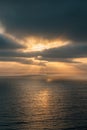 View of the Pacific Ocean at sunset from Torrey Pines State Reserve in San Diego, California