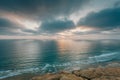 View of the Pacific Ocean at sunset from Torrey Pines State Reserve in San Diego, California Royalty Free Stock Photo