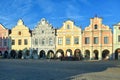 View at the Painted houses at Main place in Telc - Moravia, Czech republic