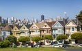 View of Painted Ladies, Victorian wooden houses, Alamo Square, San Francisco, California, United States of America Royalty Free Stock Photo