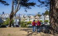 View of Painted Ladies, Victorian wooden houses, Alamo Square, San Francisco, California, United States of America Royalty Free Stock Photo