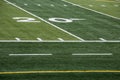 View of 20 yard line on football field of local high school Royalty Free Stock Photo