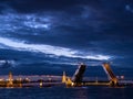 View of Palace Bridge and Peter and Paul Fortress, Neva River, St. Petersburg, Russia Royalty Free Stock Photo