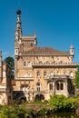 View at the Palace of Bucaco with garden in Portugal. Palace was built in Neo Manueline style between 1888 and 1907. Luso,