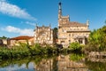 View at the Palace of Bucaco with garden in Portugal. Palace was built in Neo Manueline style between 1888 and 1907. Luso,