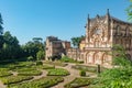 View at the Palace of Bucaco with garden in Portugal. Palace was built in Neo Manueline style between 1888 and 1907. Luso,