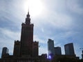 View at Palace of Culture and Science in Warsaw with Surrounding Skyscrapers of Business Center Downtown, Poland Royalty Free Stock Photo