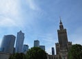 View at Palace of Culture and Science in Warsaw with Surrounding Skyscrapers of Business Center Downtown, Poland Royalty Free Stock Photo