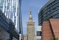 View at Palace of Culture and Science in Warsaw with Surrounding Skyscrapers of Business Center Downtown, Poland Royalty Free Stock Photo