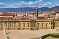 View of Palace of Pitty with garden and skyline of Florence, Italy. View of back facade of Palazzo Pitti, facing Boboli Gardens, Royalty Free Stock Photo