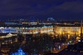 View of Palace Square and Winter Palace from the colonnade of St. Isaac`s Cathedral. Saint Petersburg. Russia Royalty Free Stock Photo