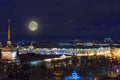 View of Palace Square and Winter Palace from the colonnade of St. Isaac`s Cathedral. Saint Petersburg. Russia Royalty Free Stock Photo