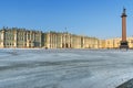 View of Palace Square with Winter Palace in winter. Saint Petersburg. Russia Royalty Free Stock Photo