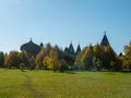 View of the palace of tsar Alexei Mikhailovich. Autumn day, copy space. Museum reserve Kolomenskoye, Moscow, Russia