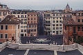 A view of palaces in front of Fontana della Barcaccia in Piazza di Spagna, Rome Royalty Free Stock Photo