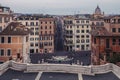 A view of palaces in front of Fontana della Barcaccia in Piazza di Spagna, Rome