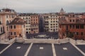 A view of palaces in front of Fontana della Barcaccia in Piazza di Spagna, Rome Royalty Free Stock Photo