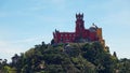 Pena Palace from Moorish Castle in Sintra, Portugal Royalty Free Stock Photo