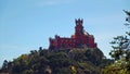Pena Palace from Moorish Castle in Sintra, Portugal Royalty Free Stock Photo