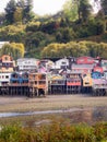 View of the palafitos houses in Castro city in Chiloe Island,detail of the colour and construction, chilean Patagonia