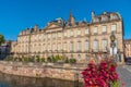 View of Palais Rohan reflecting on water in Strasbourg, France