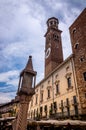 View at the Palazzo della Ragione and Arco della Costa in Verona, Italy