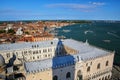View of Palazzo Ducale and Grand Canal from St Mark`s Campanile in Venice, Italy Royalty Free Stock Photo