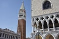 View of Palazzo Ducale and San Marco bell tower Royalty Free Stock Photo