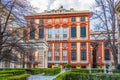 View of the palazzo rosso from a garden situated between palazzo bianco and palazzo doria tursi palace in Genoa, Italy