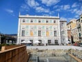 View of Palazzo San Giorgio, St. George Palace, in the old city of Genoa, Italy.