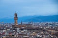 View of Palazzo Vecchio Tower. View of Florence skyline. Florence, Tuscany, Italy