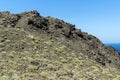 View of Palea Kameni island from volcano in Nea Kameni near Santorini, Greece Royalty Free Stock Photo