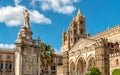 View of Palermo Cathedral with Santa Rosalia statue, Sicily