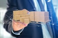 Pallet of carboxes with network connection system - 3d render
