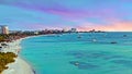 View on Palm Beach at Aruba island at sunset Royalty Free Stock Photo