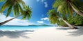 View of palm trees and sea at bavaro beach, punta cana, dominican republic, west indies, caribbean, central america Royalty Free Stock Photo