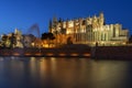 View of Palma de Mallorca cathedral by night Royalty Free Stock Photo