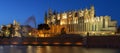 View of Palma de Mallorca cathedral by night Royalty Free Stock Photo