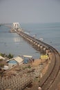 View of Pamban bridge in Rameshwaram. First indian bridge, which connects Pamban island in India.