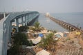 View of Pamban bridge in Rameshwaram. First indian bridge, which connects Pamban island in India.