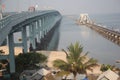 View of Pamban bridge in Rameshwaram. First indian bridge, which connects Pamban island in India.