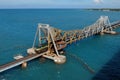 View of Pamban bridge in Rameshwaram. First indian bridge, which connects Pamban island and mainland India.