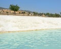 View of the Pamukkale, Turkey. Sights of Turkey - white mountain Royalty Free Stock Photo